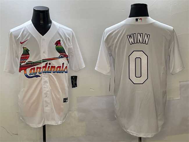 Mens St. Louis Cardinals #0 Masyn Winn White Cool Base Stitched Jersey